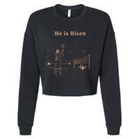 He Is Risen Jesus Playing Volleyball Easter Cropped Pullover Crew