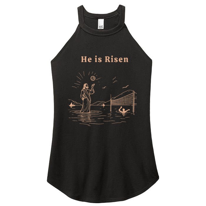 He Is Risen Jesus Playing Volleyball Easter Women's Perfect Tri Rocker Tank