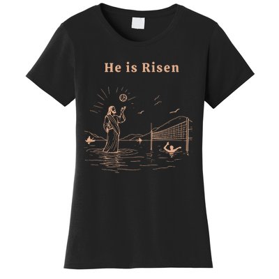 He Is Risen Jesus Playing Volleyball Easter Women's T-Shirt