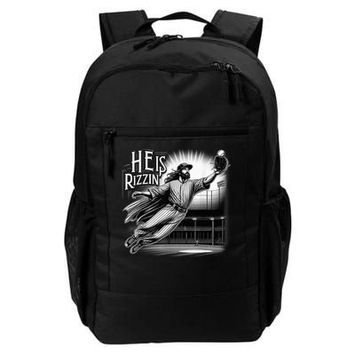 He Is Rizzin Baseball Player Easter Christian Meme Daily Commute Backpack