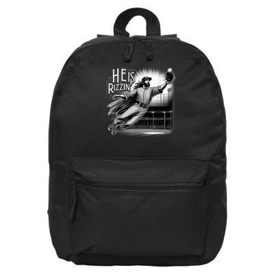 He Is Rizzin Baseball Player Easter Christian Meme 16 in Basic Backpack