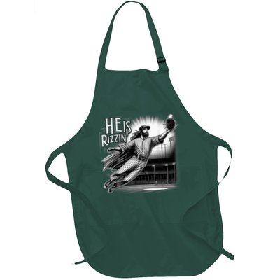 He Is Rizzin Baseball Player Easter Christian Meme Full-Length Apron With Pockets