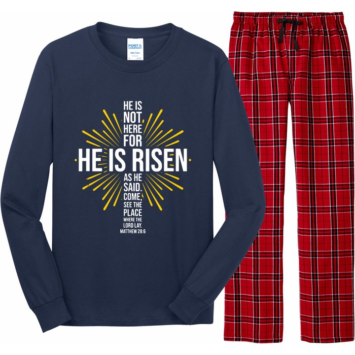 He Is Risen Jesus Cross Christian Faith Bible Verse Long Sleeve Pajama Set