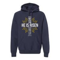 He Is Risen Jesus Cross Christian Faith Bible Verse Premium Hoodie