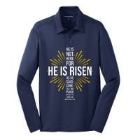 He Is Risen Jesus Cross Christian Faith Bible Verse Silk Touch Performance Long Sleeve Polo