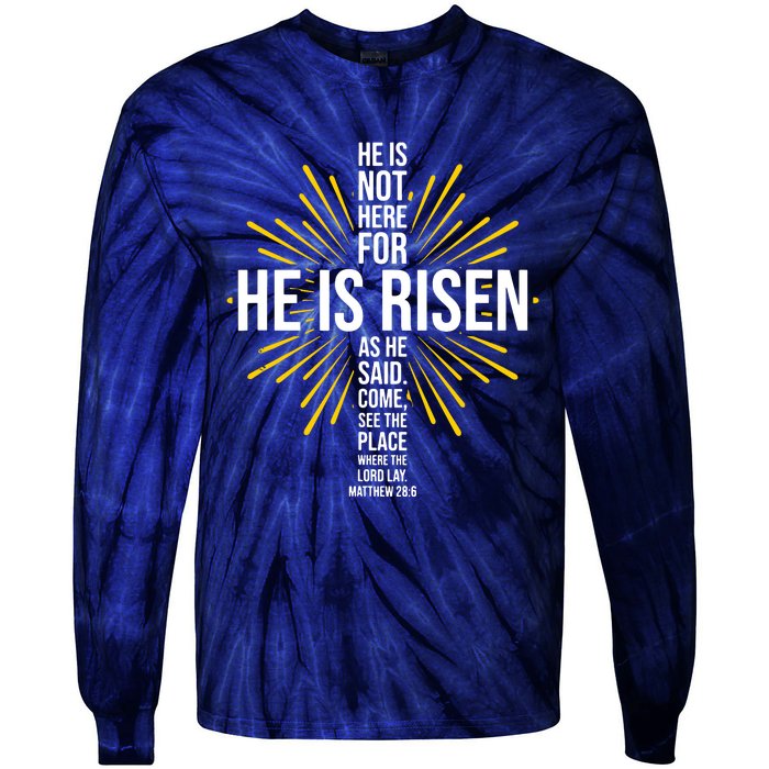 He Is Risen Jesus Cross Christian Faith Bible Verse Tie-Dye Long Sleeve Shirt