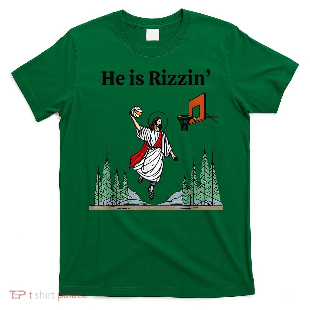He Is Rizzin Easter Day Playing Basketball T-Shirt