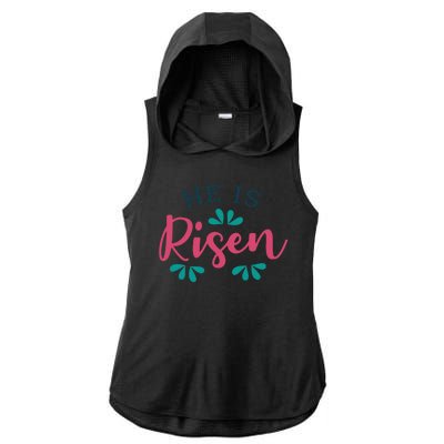 He Is Risen Easter Jesus Ladies PosiCharge Tri-Blend Wicking Draft Hoodie Tank