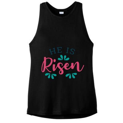 He Is Risen Easter Jesus Ladies PosiCharge Tri-Blend Wicking Tank