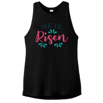 He Is Risen Easter Jesus Ladies PosiCharge Tri-Blend Wicking Tank