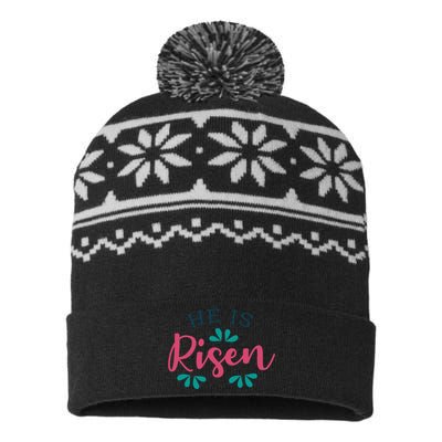 He Is Risen Easter Jesus USA-Made Snowflake Beanie