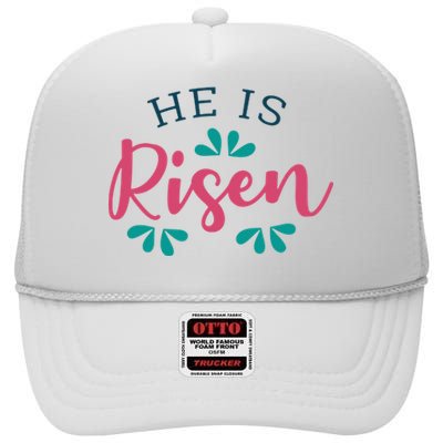 He Is Risen Easter Jesus High Crown Mesh Back Trucker Hat