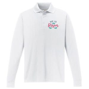 He Is Risen Easter Jesus Performance Long Sleeve Polo