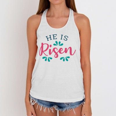 He Is Risen Easter Jesus Women's Knotted Racerback Tank