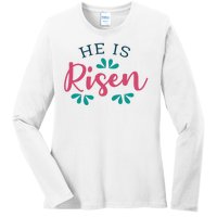 He Is Risen Easter Jesus Ladies Long Sleeve Shirt