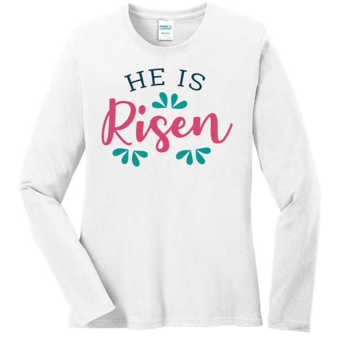 He Is Risen Easter Jesus Ladies Long Sleeve Shirt