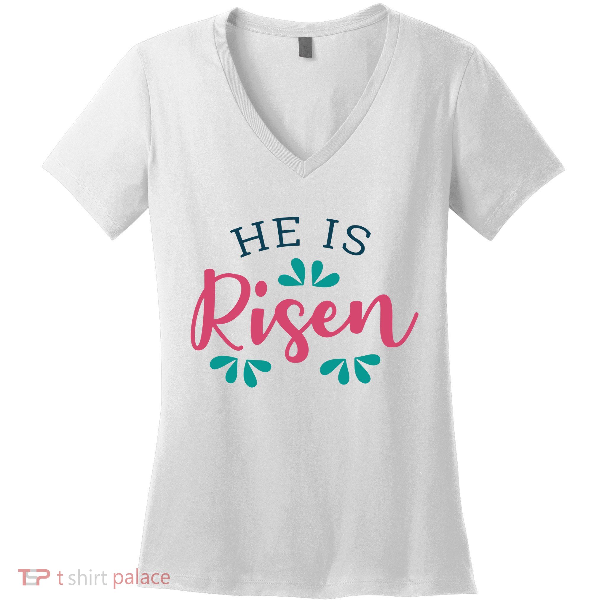 He Is Risen Easter Jesus Women's V-Neck T-Shirt