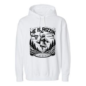 He Is Rizzin Funny Basketball Christian Religious Gift Garment-Dyed Fleece Hoodie