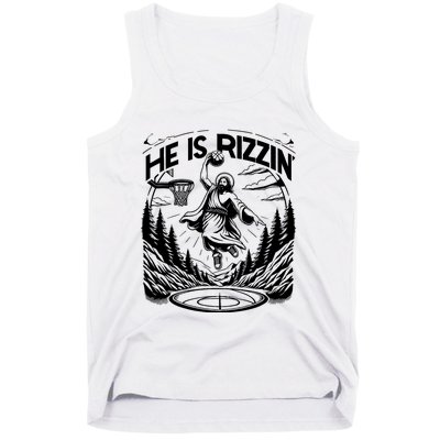 He Is Rizzin Funny Basketball Christian Religious Gift Tank Top