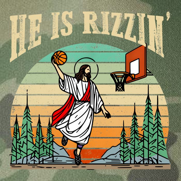 He Is Rizzin Funny Basketball Easter Christian Religious Legacy Tie Dye Trucker Hat