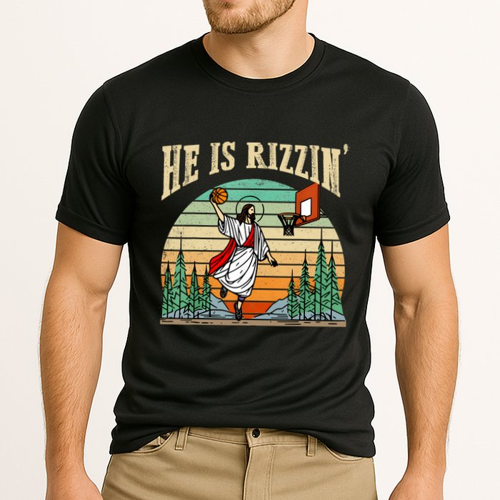 He Is Rizzin Funny Basketball Easter Christian Religious Performance Shirt
