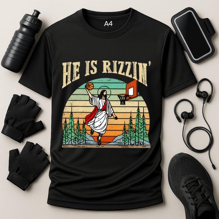 He Is Rizzin Funny Basketball Easter Christian Religious Performance Shirt