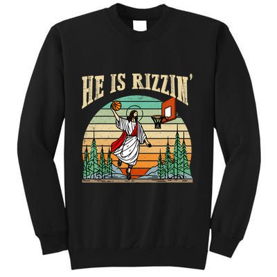He Is Rizzin Funny Basketball Easter Christian Religious Sweatshirt
