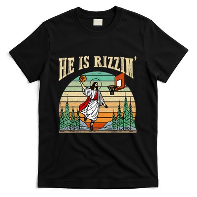 He Is Rizzin Funny Basketball Easter Christian Religious T-Shirt