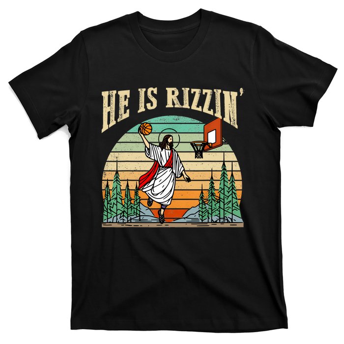 He Is Rizzin Funny Basketball Easter Christian Religious T-Shirt