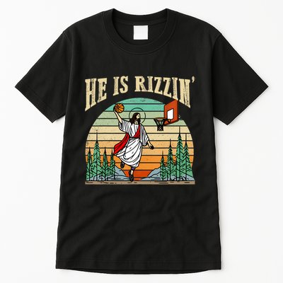 He Is Rizzin Funny Basketball Easter Christian Religious Tall T-Shirt