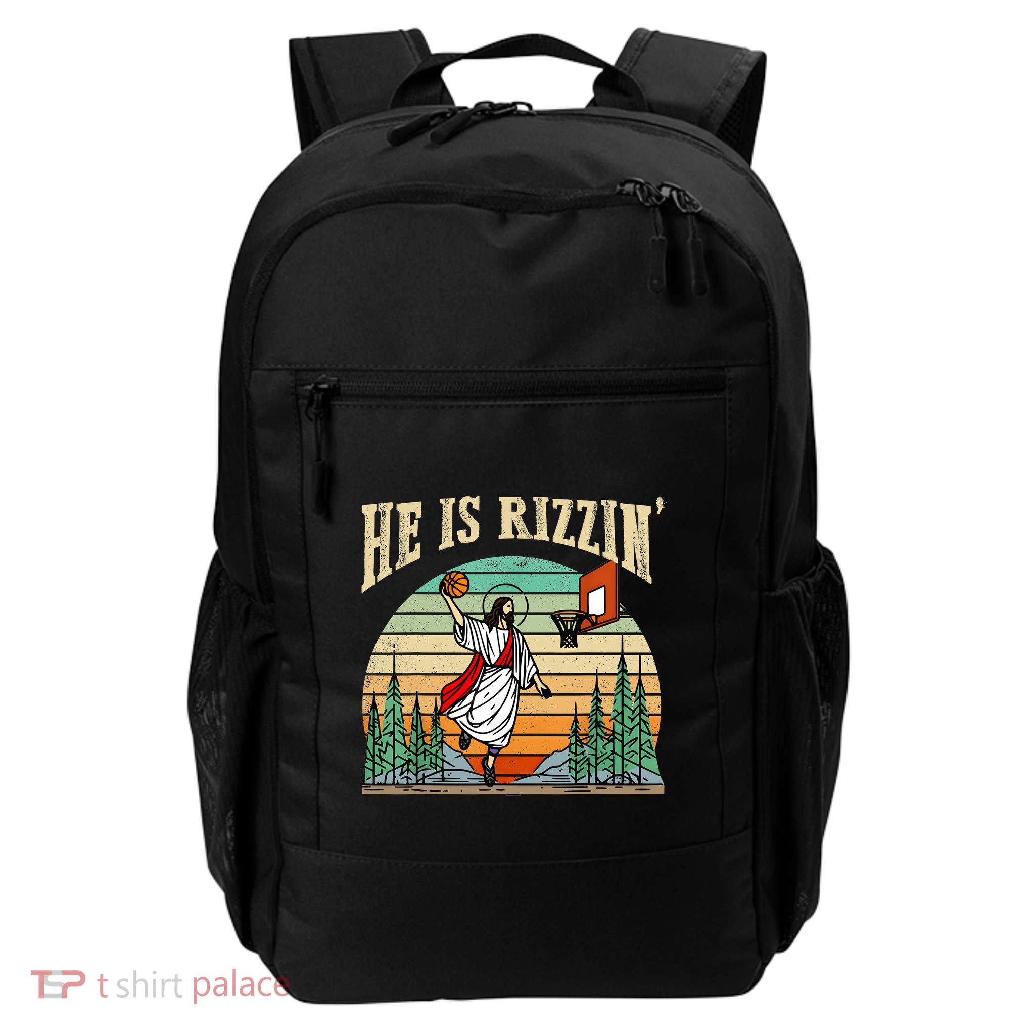 He Is Rizzin Funny Basketball Easter Christian Religious Backpack