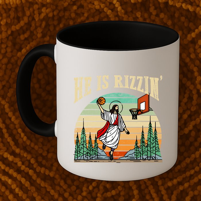 He Is Rizzin Funny Basketball Easter Christian Religious Mug