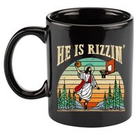 He Is Rizzin Funny Basketball Easter Christian Religious 11oz C Handle Ceramic Mug