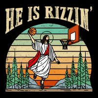 He Is Rizzin Funny Basketball Easter Christian Religious Drawstring Bag
