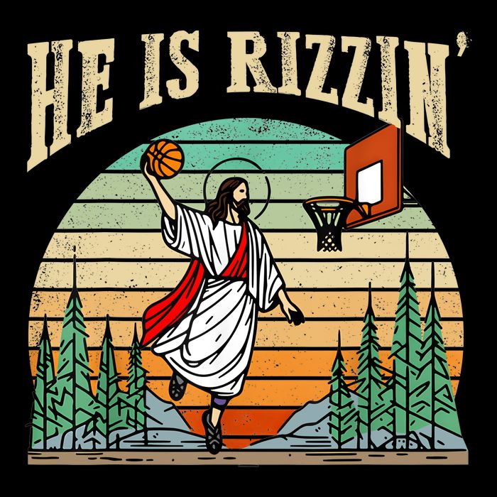 He Is Rizzin Funny Basketball Easter Christian Religious Drawstring Bag