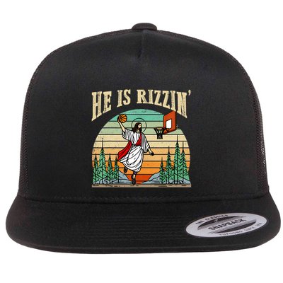 He Is Rizzin Funny Basketball Easter Christian Religious Flatbill Hat