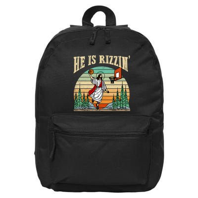 He Is Rizzin Funny Basketball Easter Christian Religious 16 in Basic Backpack