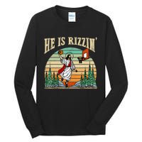 He Is Rizzin Funny Basketball Easter Christian Religious Tall Long Sleeve T-Shirt