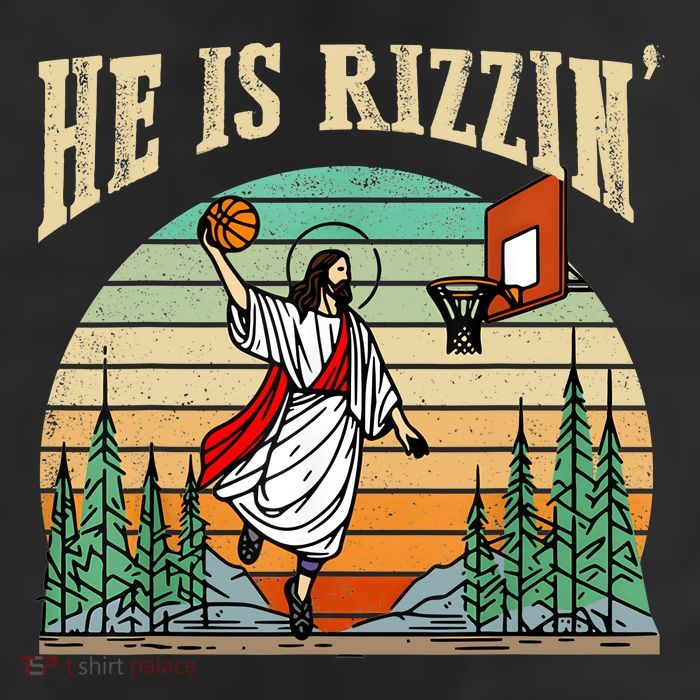 He Is Rizzin Funny Basketball Easter Christian Religious 25L Jumbo Tote