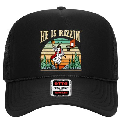 He Is Rizzin Funny Basketball Easter Christian Religious Trucker Hat