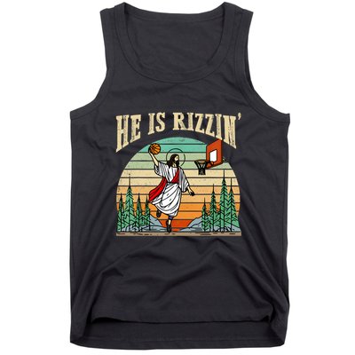 He Is Rizzin Funny Basketball Easter Christian Religious Tank Top