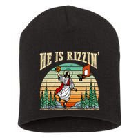 He Is Rizzin Funny Basketball Easter Christian Religious Short Acrylic Beanie