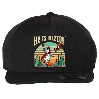 He Is Rizzin Funny Basketball Easter Christian Religious Wool Snapback Cap