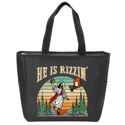 He Is Rizzin Funny Basketball Easter Christian Religious Zip Tote Bag