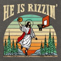 He Is Rizzin Funny Basketball Easter Christian Religious Cotton Canvas Backpack