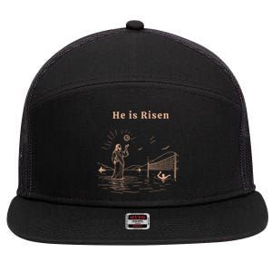 He Is Risen Jesus Playing Volleyball Easter 7 Panel Mesh Trucker Snapback Hat