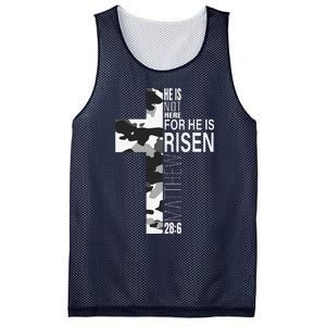 He Is Risen Christian Easter Bible Verse Camo Cross Graphic Mesh Reversible Basketball Jersey Tank