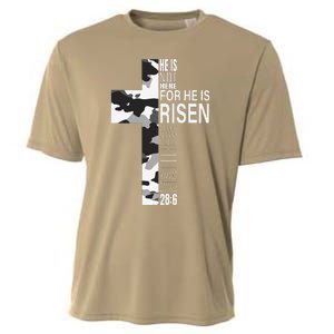 He Is Risen Christian Easter Bible Verse Camo Cross Graphic Cooling Performance Crew T-Shirt