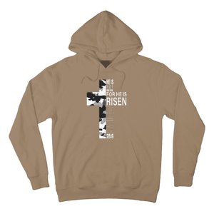 He Is Risen Christian Easter Bible Verse Camo Cross Graphic Hoodie