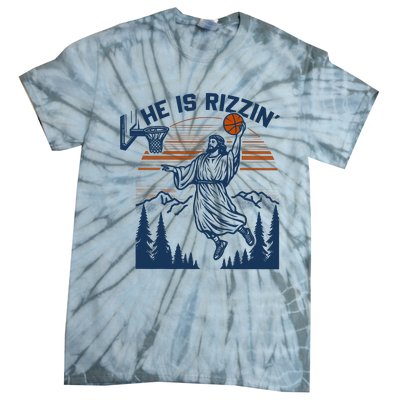 He Is Rizzin Funny Jesus Playing Basketball Tie-Dye T-Shirt